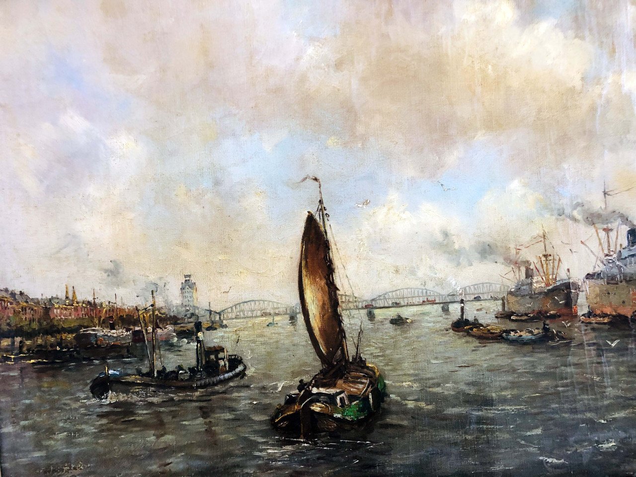 Schilderij havenzicht Rotterdam