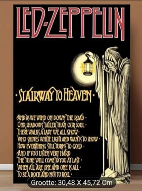 Led Zeppelin Poster op Canvas 30x45CM