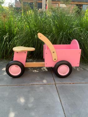 Houten bakfiets, New classic Toys Roze