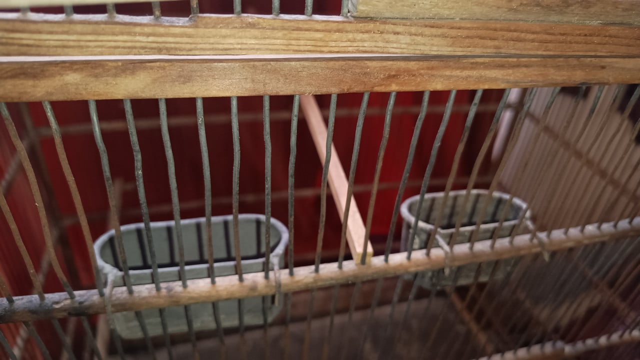 Grote houten antieke vogelkooi
