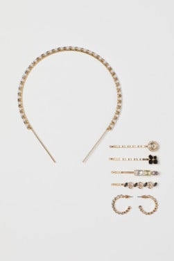 H&M strass set: diadeem, haarspeldjes en oorbellen - NIEUW
