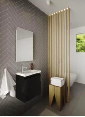 Fonteinset zwart nieuw in doos, incl wasbak, softclose kastje en spiegel