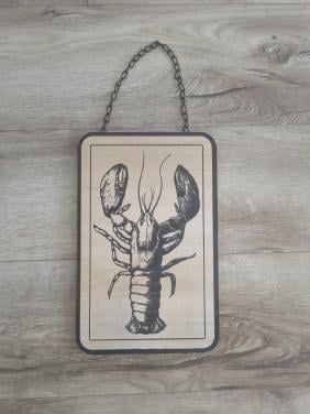 Prachtige houten kreeft hanger, houten bord keuken kreeft.