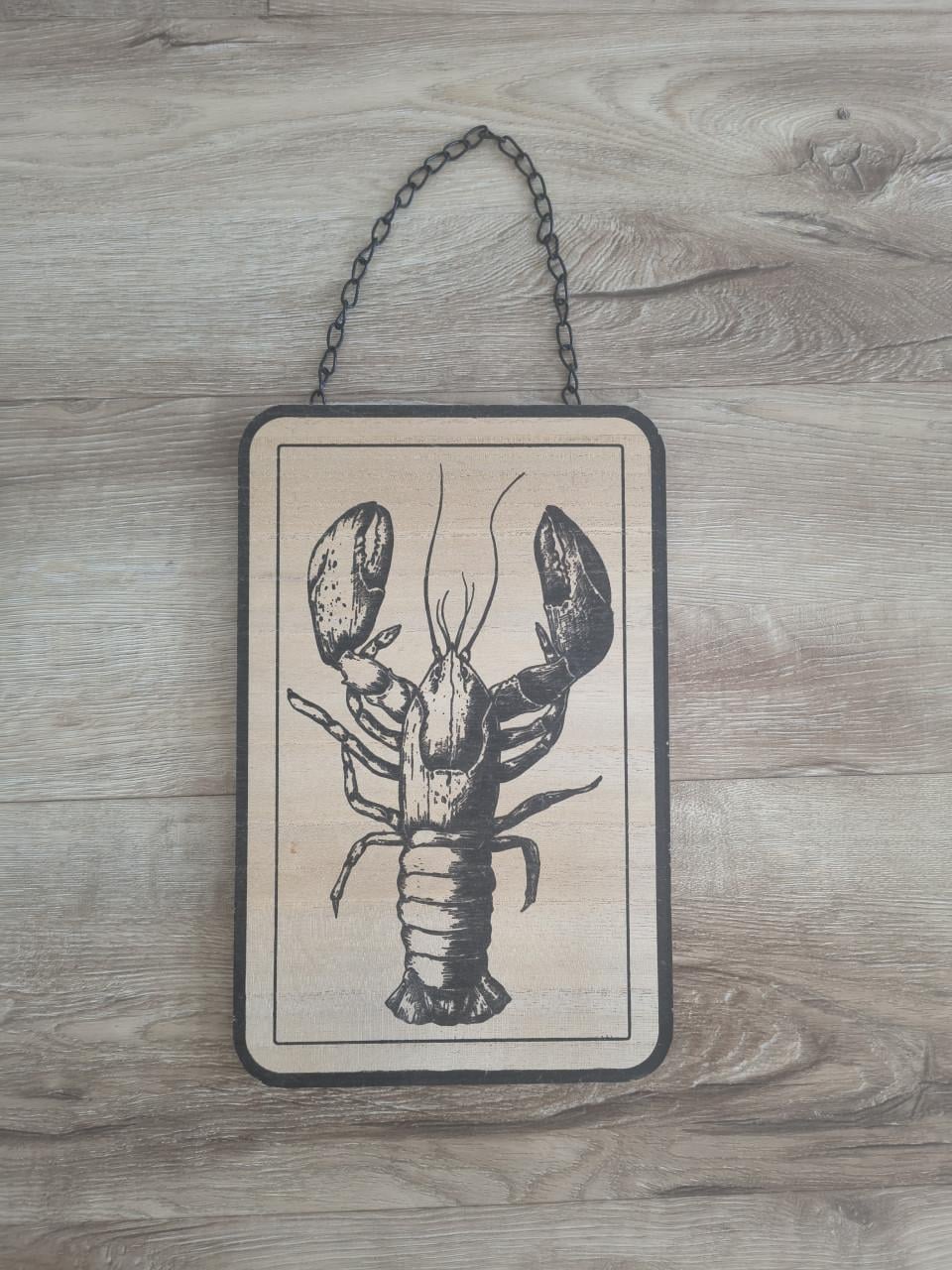 Prachtige houten kreeft hanger, houten bord keuken kreeft.