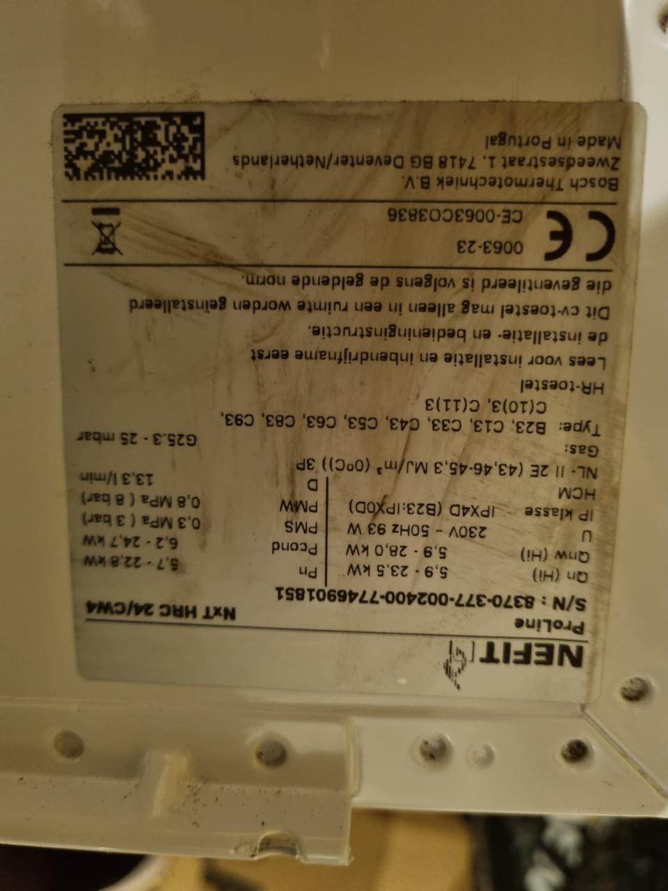 Cv ketel nefit proline nxt hrc 24/cw4