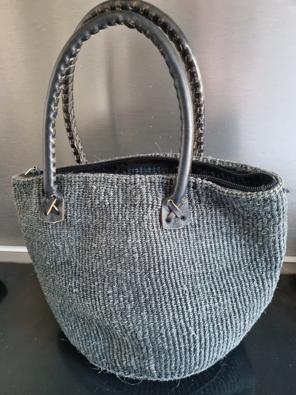Leuk blauw tasje doorsnee 17cm H 19cm Bieden mag Met ritssluiting