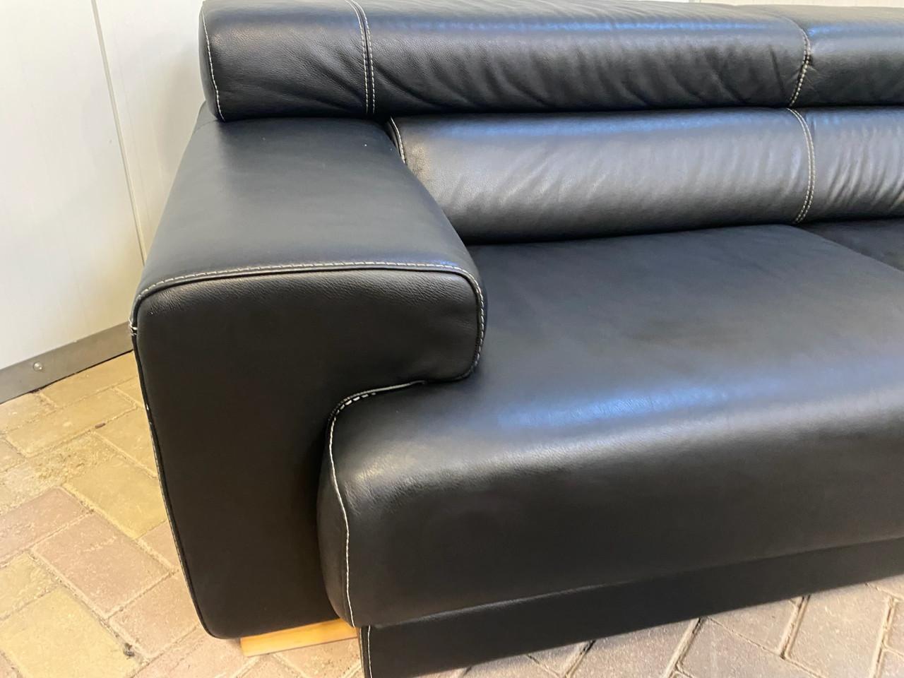 Callia Italia Zwart Leren Hoekbank – Gratis Levering NL & BE