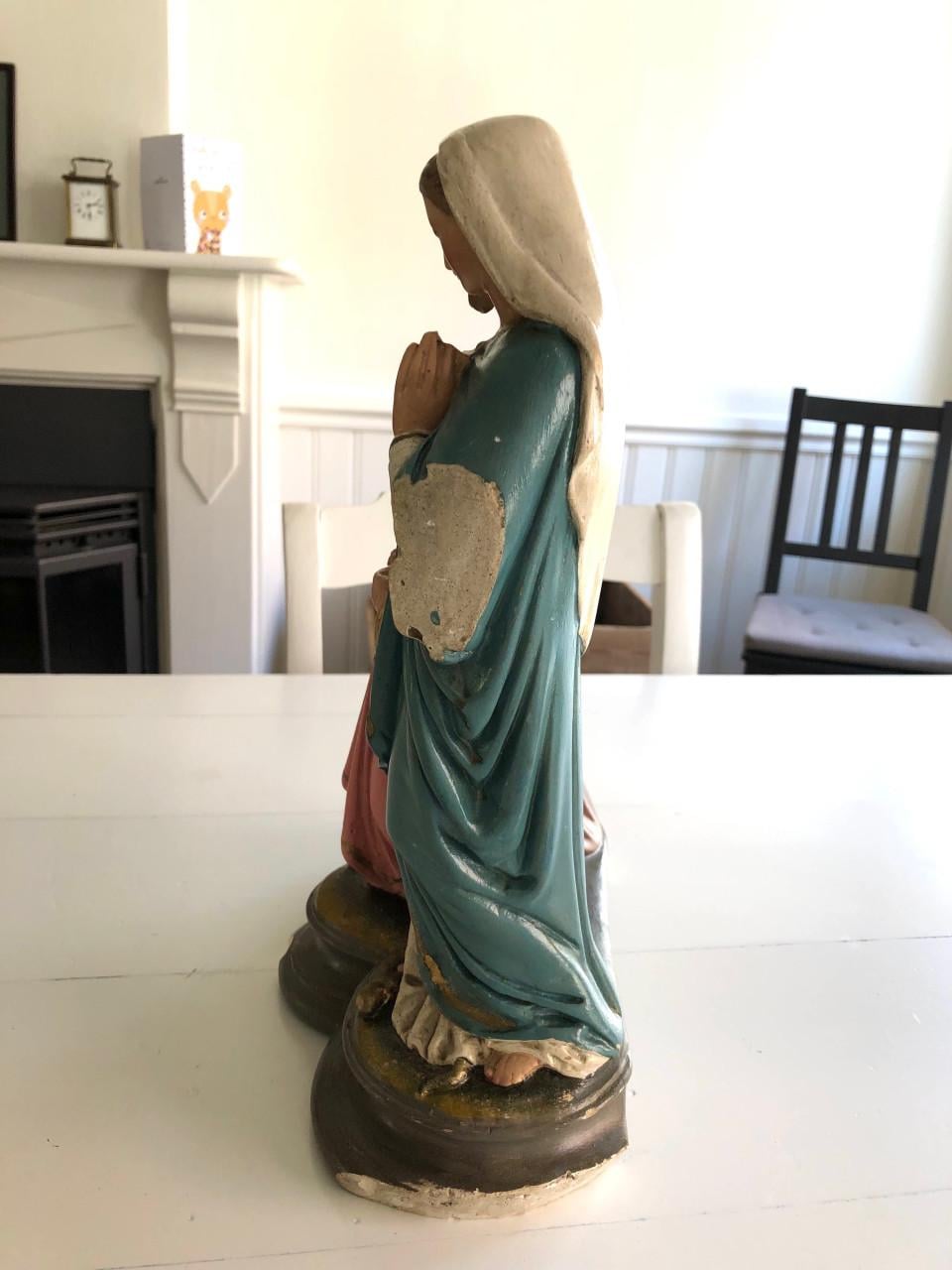 Mooi oud brocante heilig familebeeld, Jozef,Maria en kindje Jezus