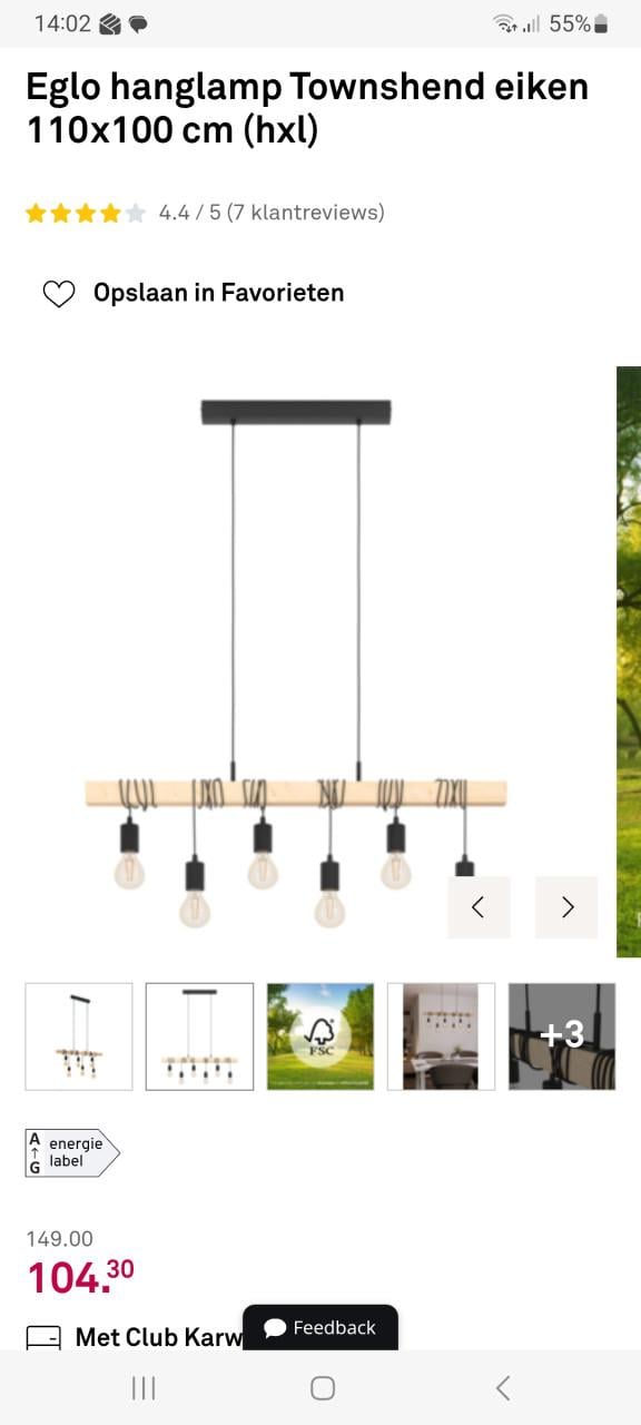 Hanglamp 6 lichtbronnen zonder lampen