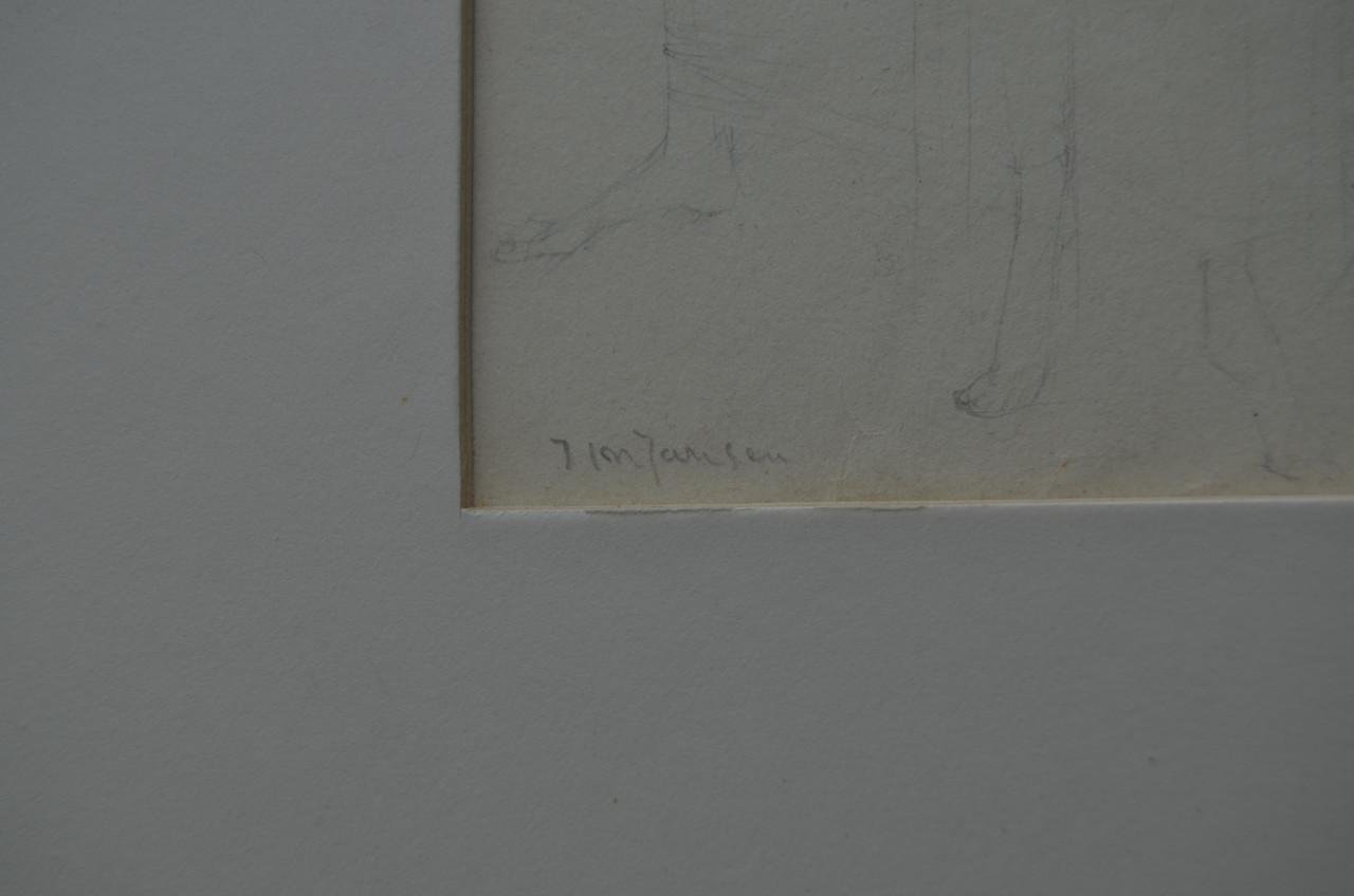 Ets/grafiek uitgemergelde mensen gesig. Jansen + 2 schetsen