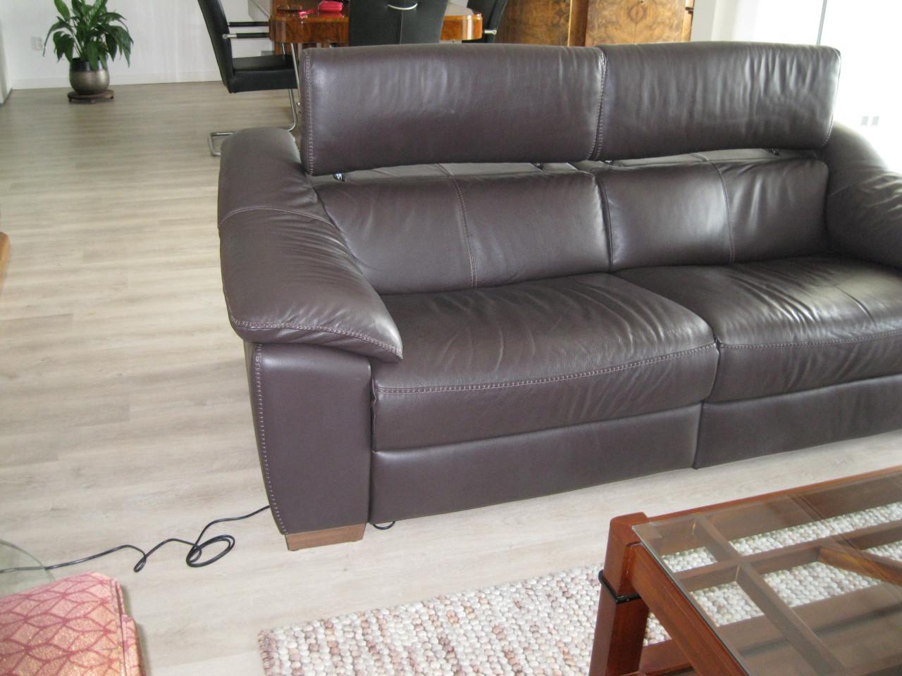 Natuzzi 2,5 elektrische leren relaxbank.