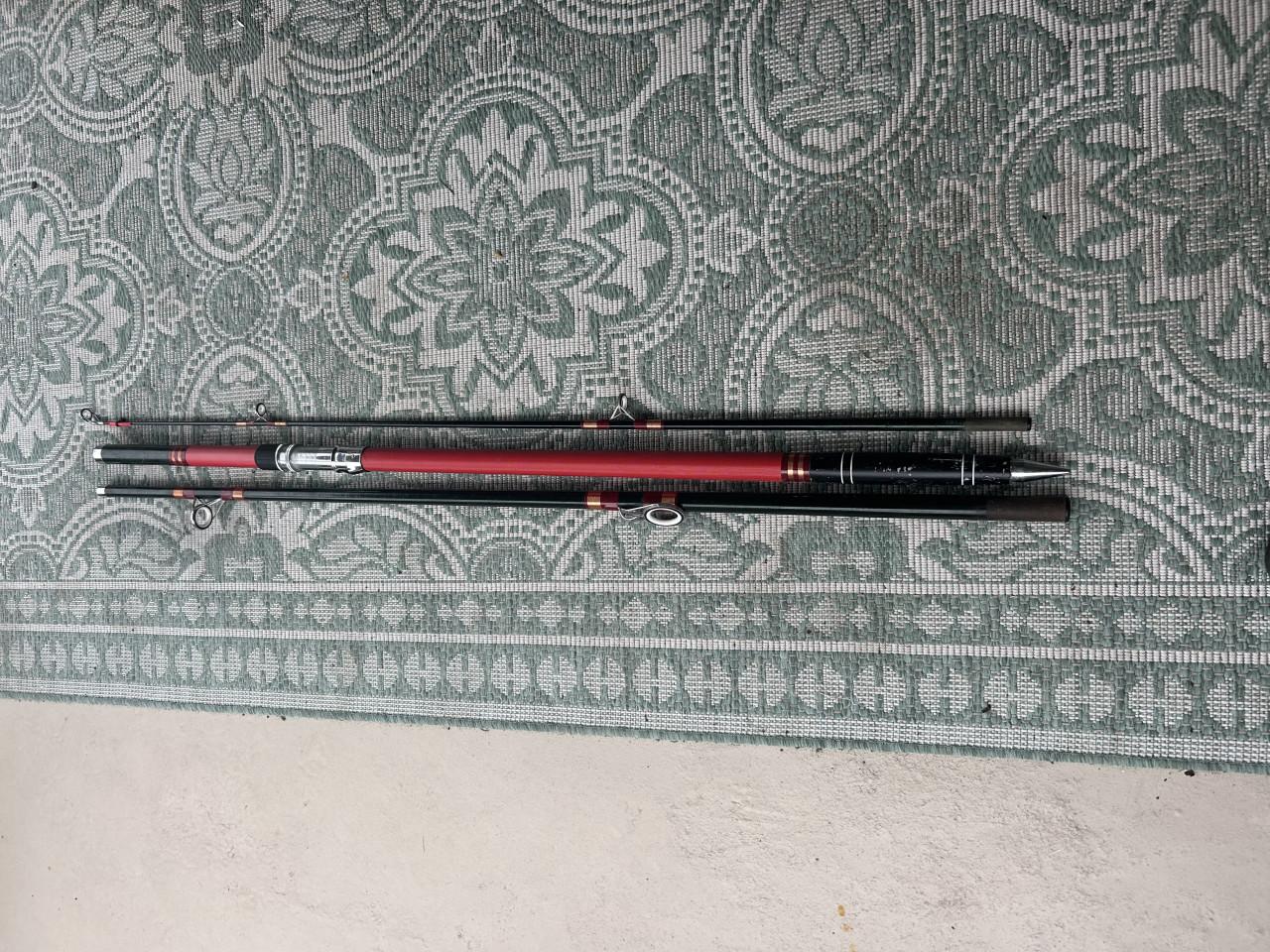 Te koop twee wat oudere zeehengels lang 390 cm in goede staat