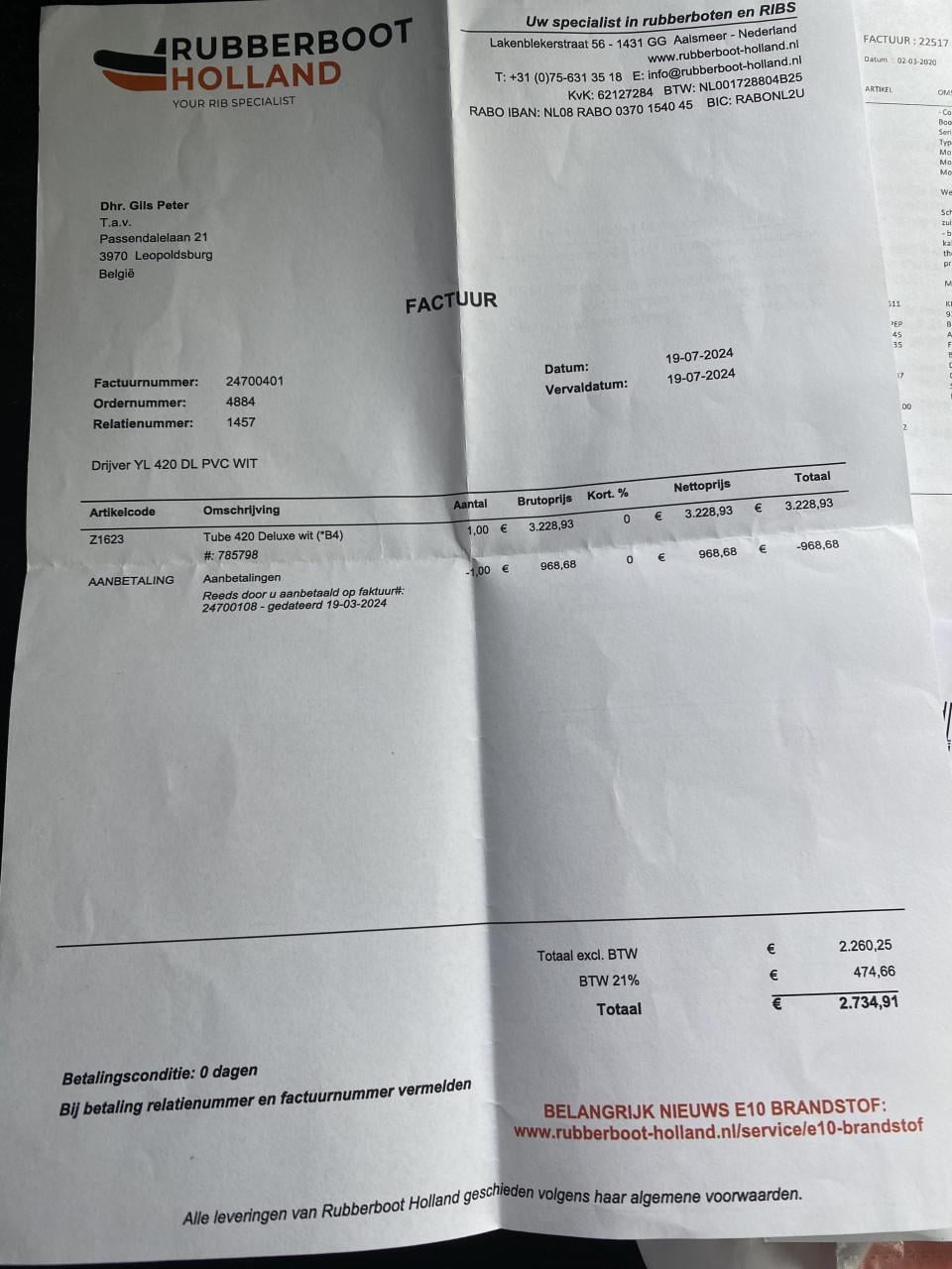 Zodiac Yachtline 420 met 40 pk evinrude E-TEC en RIBA trailer