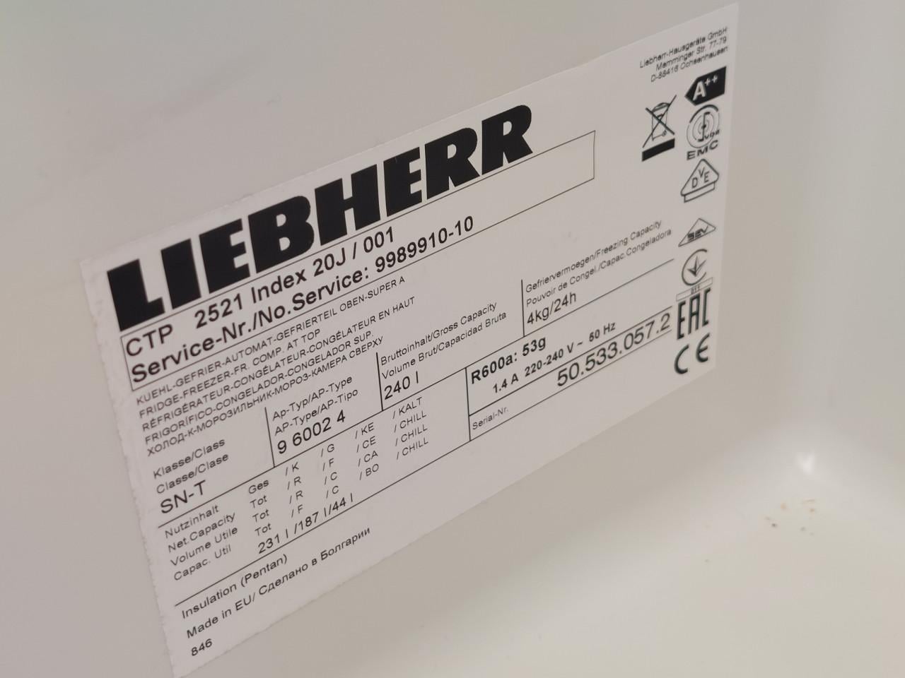 Liebherr koel/vriescombinatie