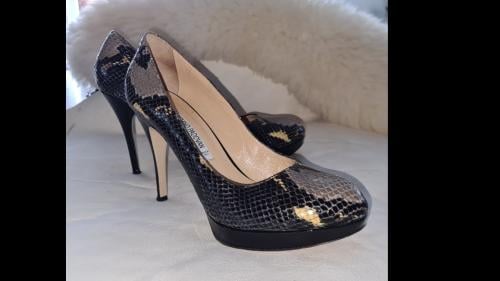 Luciano Padovan: Fraaie high heels zwart reptiel maat 41