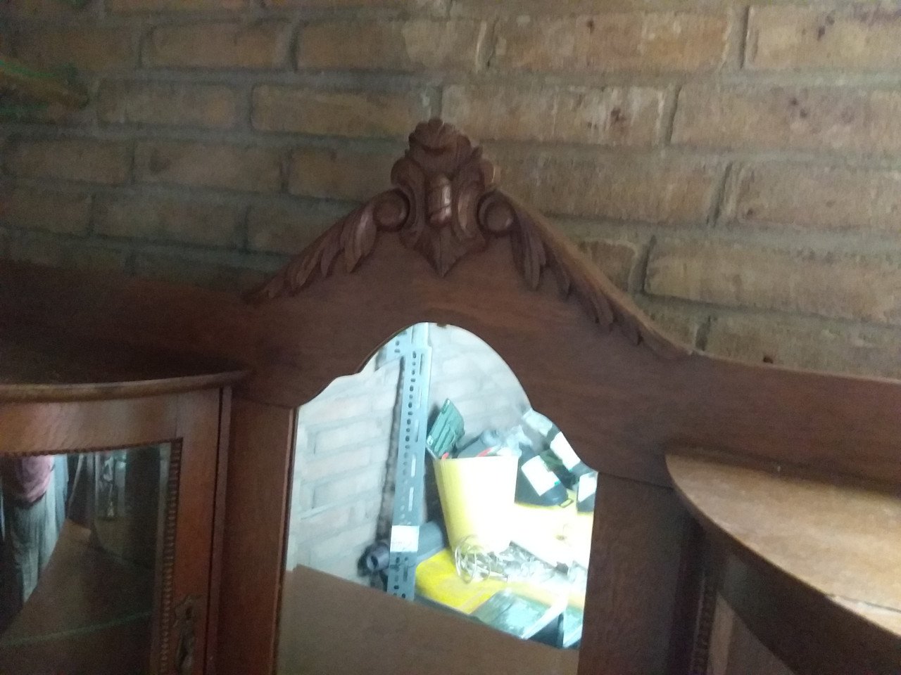 Vintage eiken buffetkast met spiegel