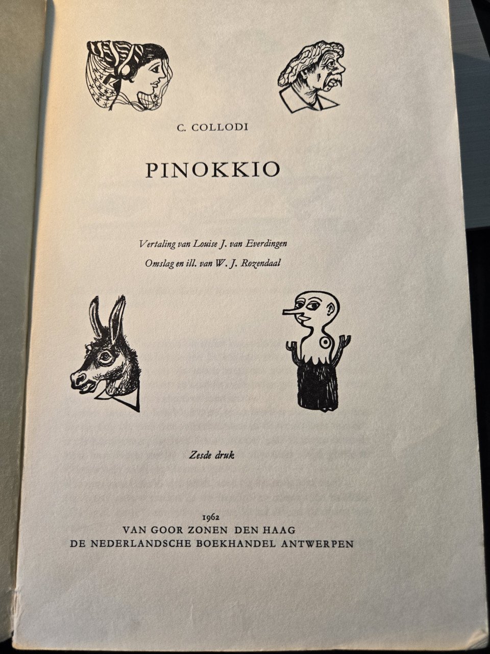 Boek : Pinokkio C. Collodi 6e druk 1962