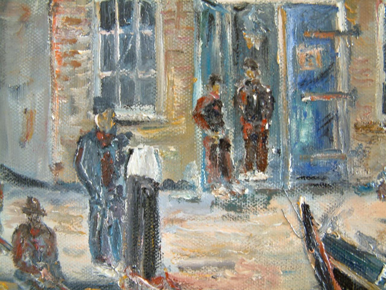 Zuiderzee botters in de haven   140 x 80 cm  olie verf  Jac Caljouw