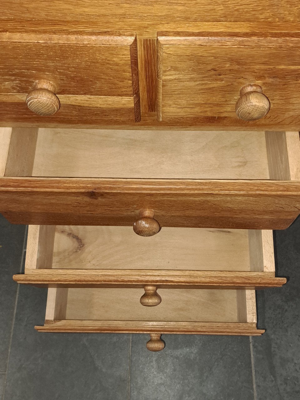 🌞 Mooie oude massief eiken hoge kast met vitrinegedeelte en 5 laden 🌞
