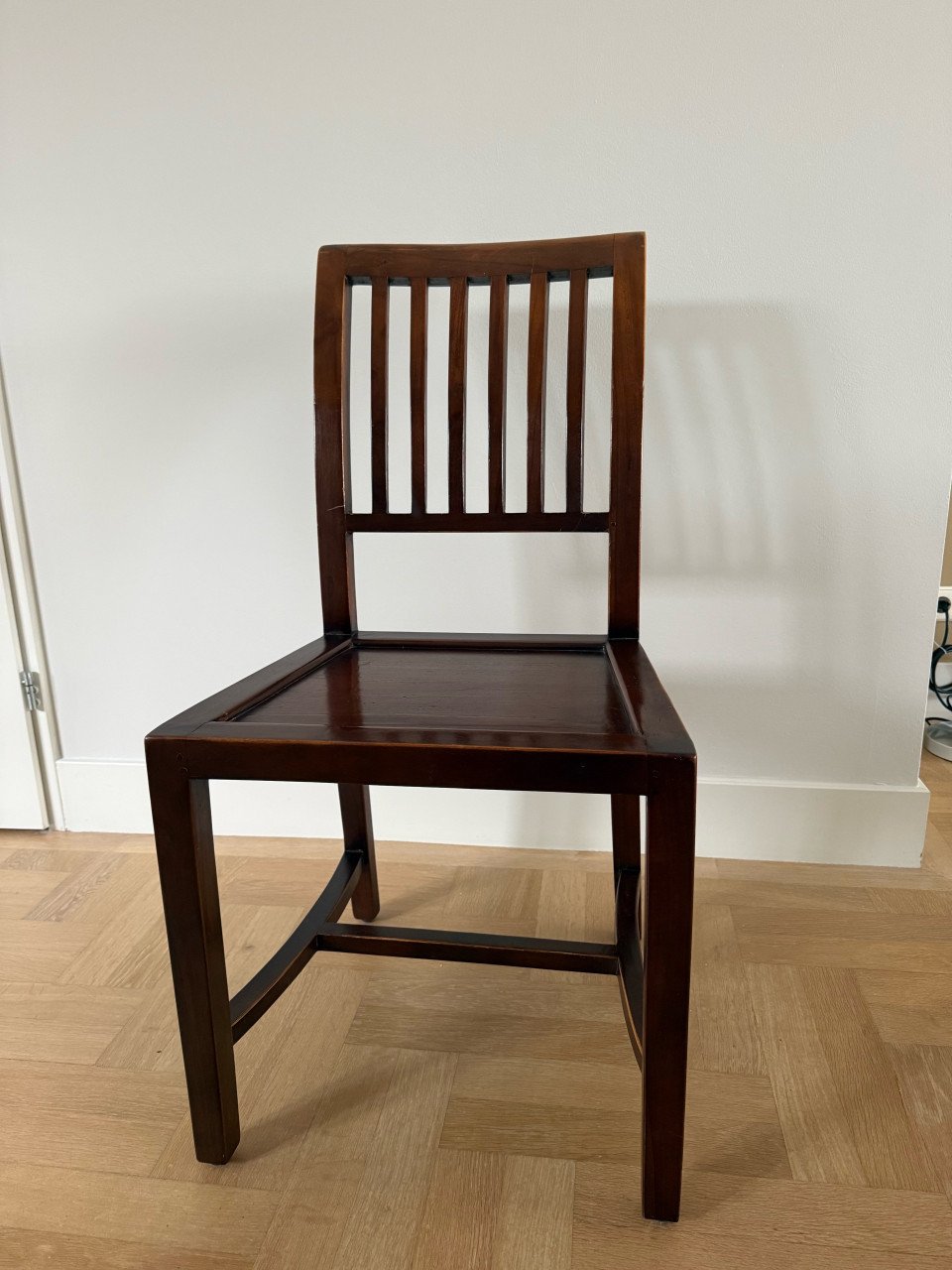 6 stevige massief teakhouten eetkamerstoelen