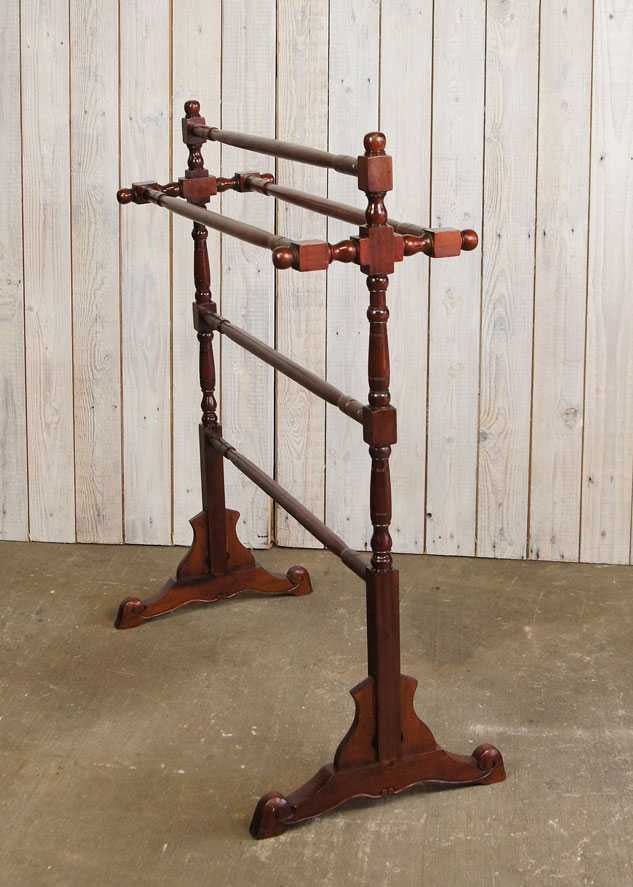 Oud brocante houten droogrek/handdoekenrek