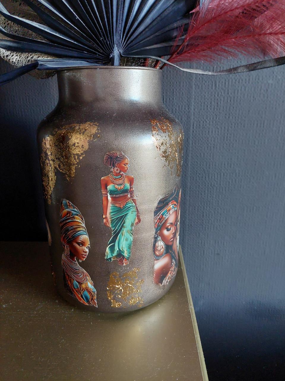 Nw Afrikaanse Decoupage vaas
