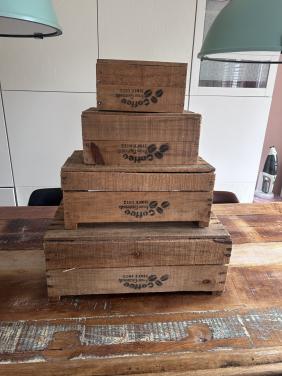 Set van decoratieve houten kisten