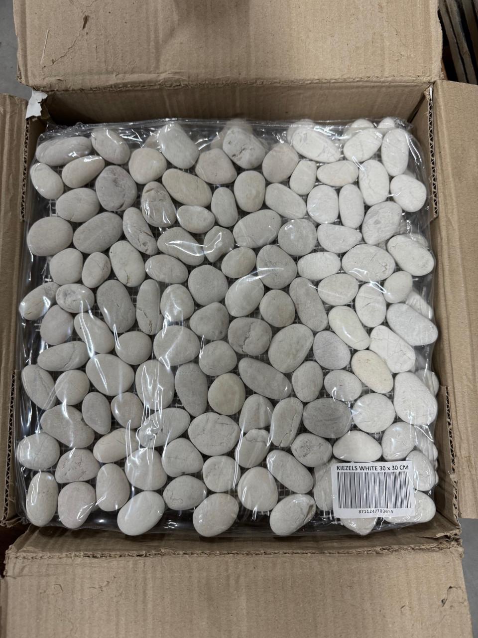 15 Matjes Natuursteen kiezels wit 30x30cm nieuw