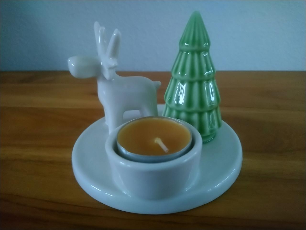 Porseleinen theelichthouder rendier kerst