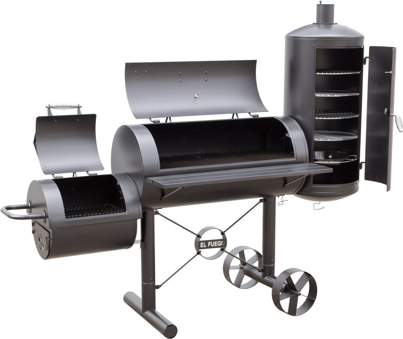 El Fuego Kiona houtskoolgrill, off-set en verticale smoker