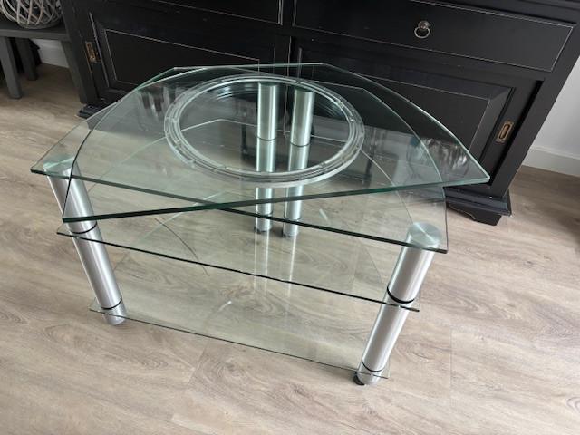 Glazen TV meubel Spectral met draaibare glasplaat