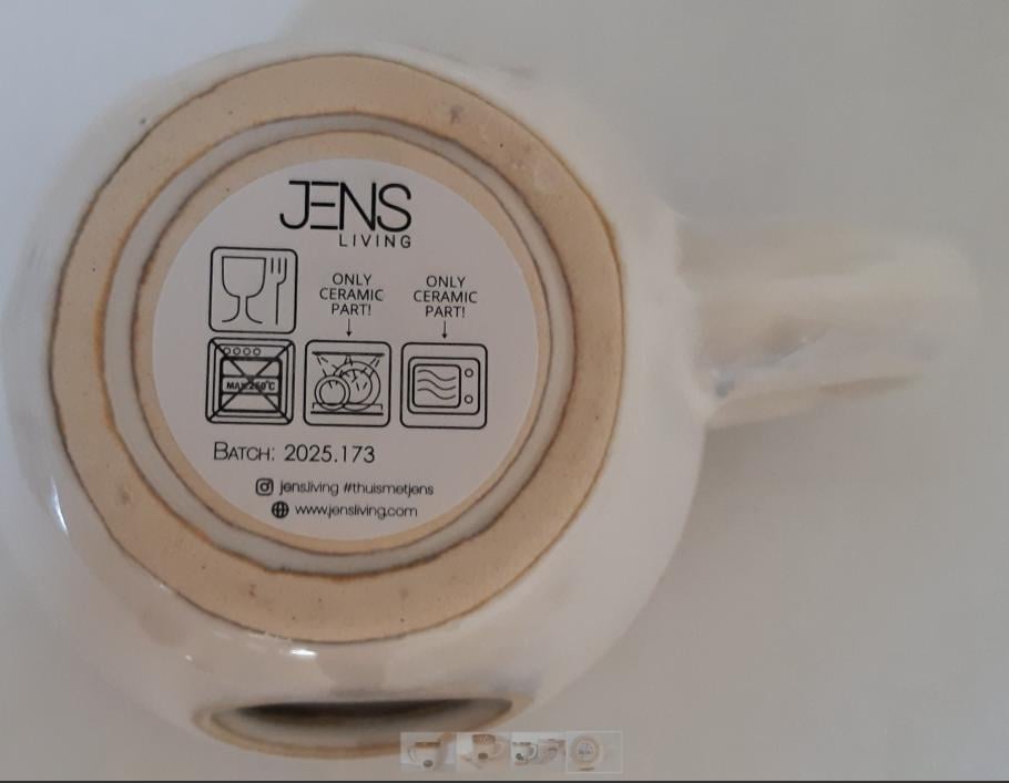 Fondue mok van Jens Living, beige, chocolade of kaas met 2 fonduevorkjes