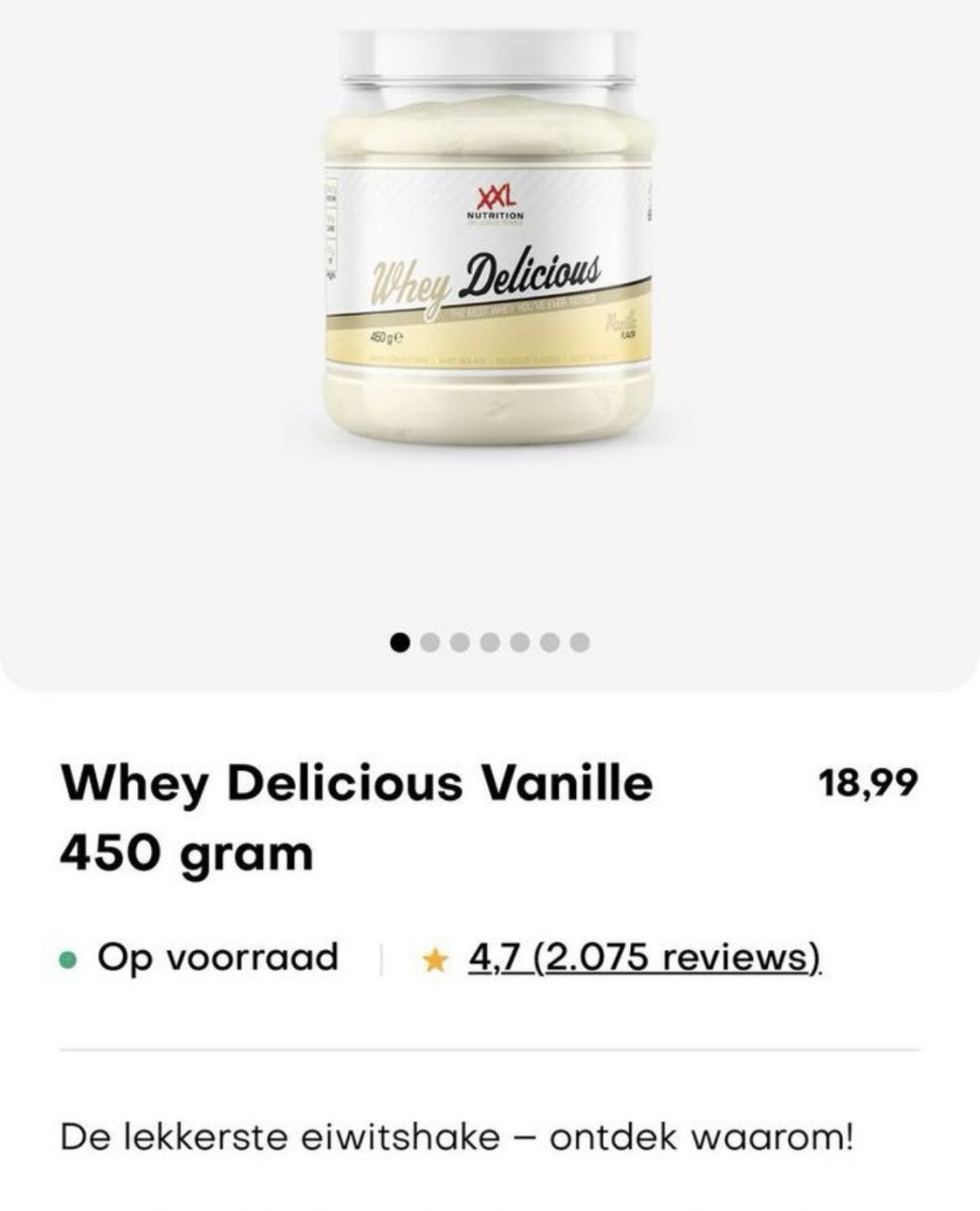 Whey delicious vanille 450 gram
