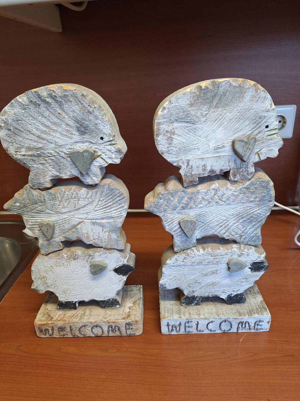 Houten stapel schaapjes decoratie welcome