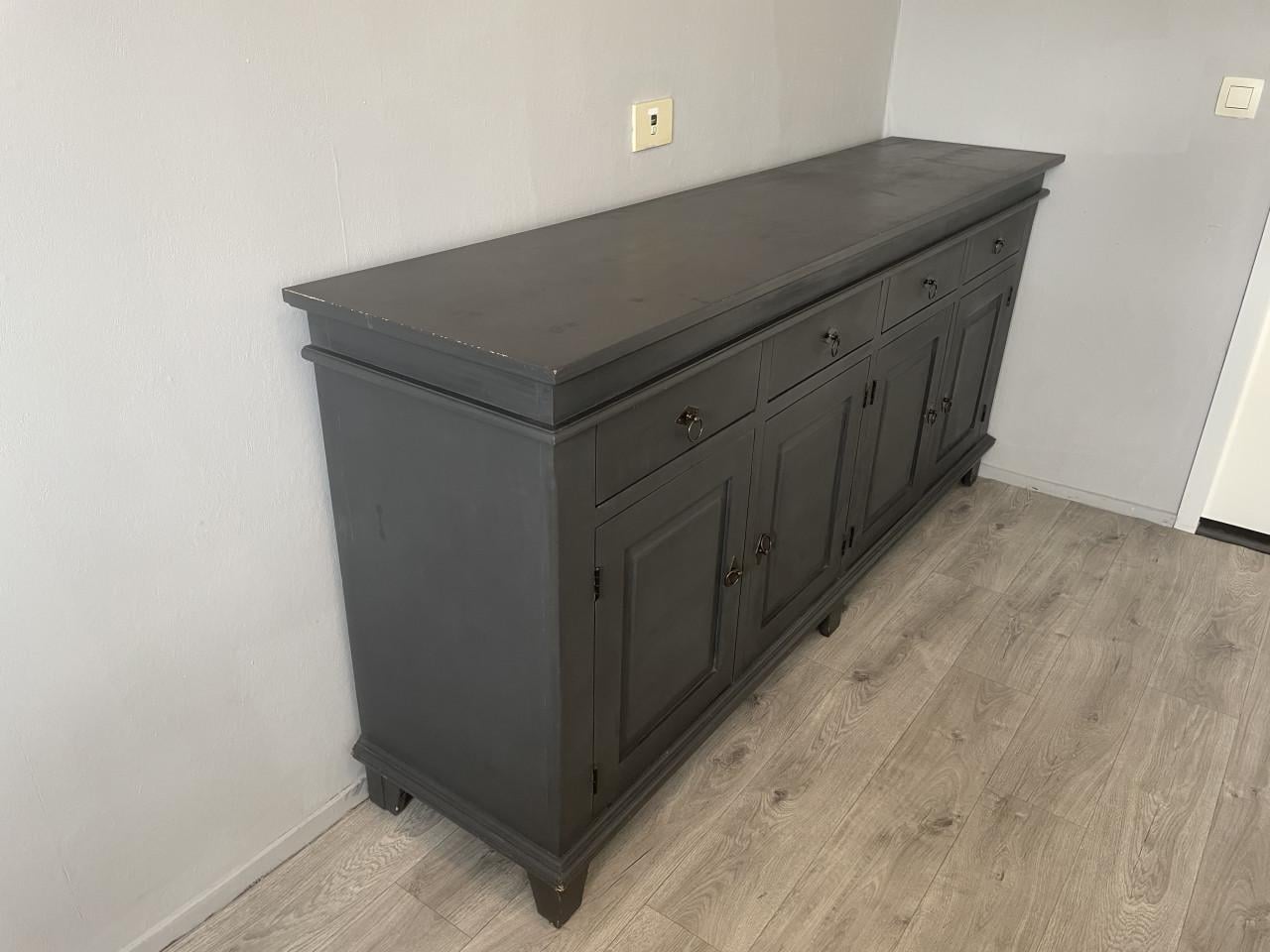 Dressoir, donkerblauw, 195 cm breed, 90 cm hoog en 45 cm diep
