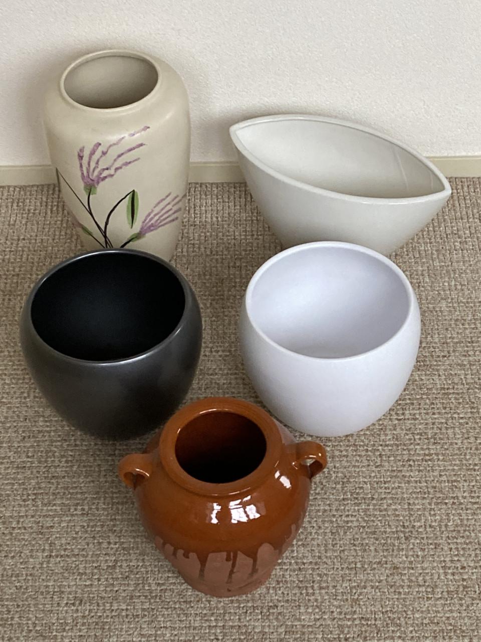 5 grote potten/ vazen