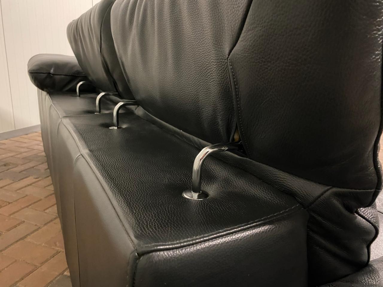 Natuzzi Zwarte  Antraciet Leren Hoekbank – Gratis Levering NL & BE