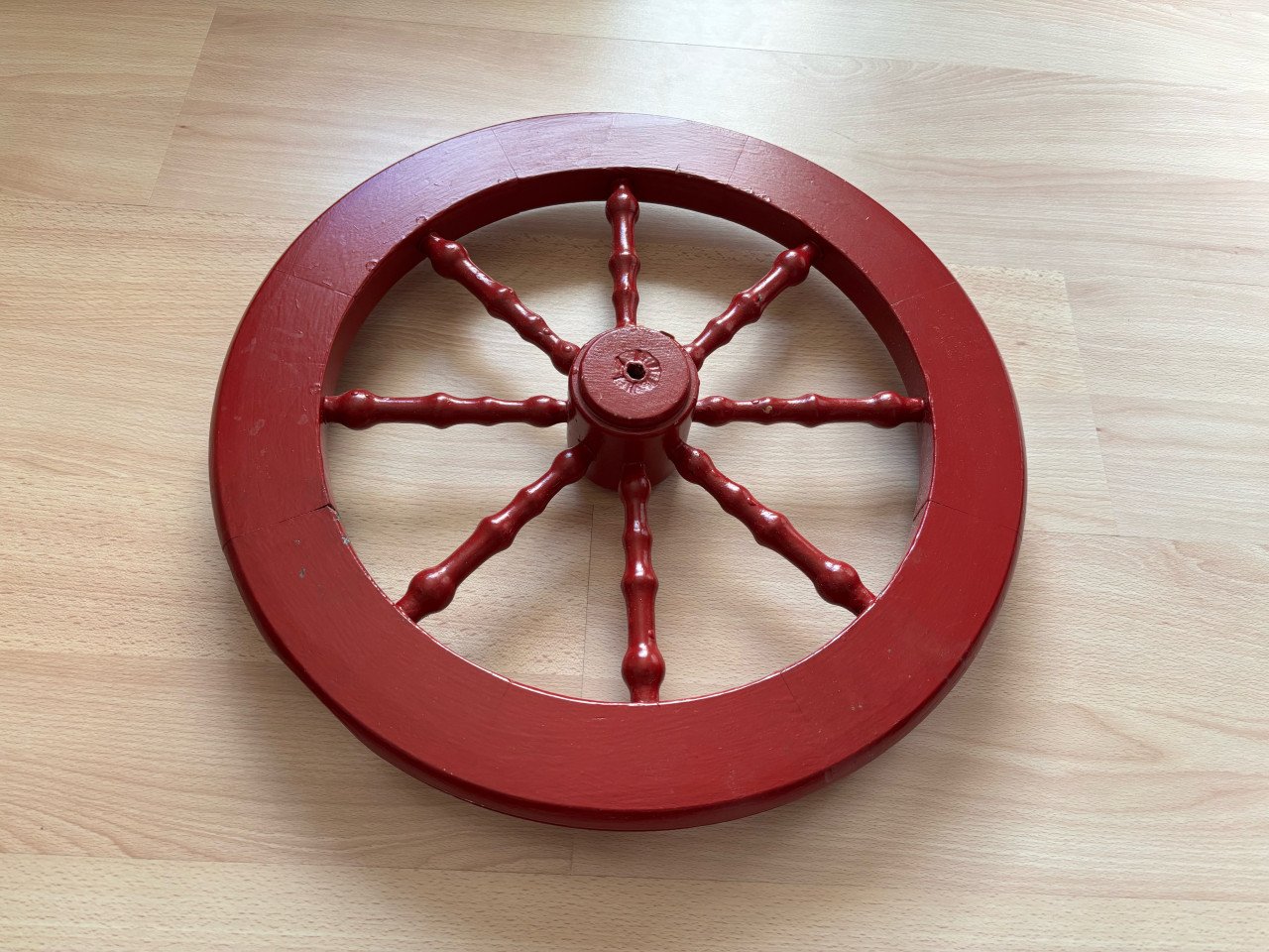 4x los houten spinnenwiel, verschillende kleur