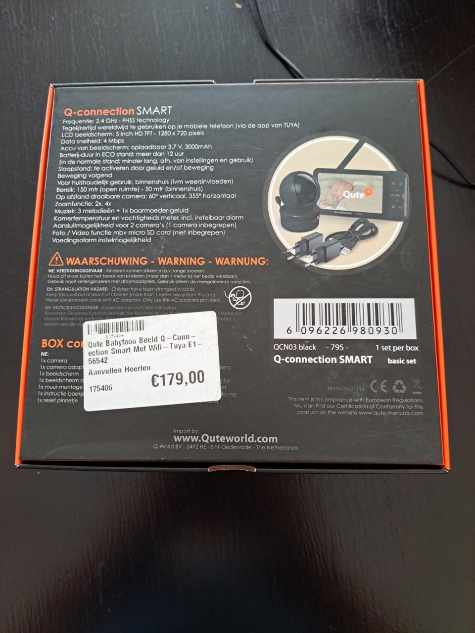 Qute Beeldbabyfoon Q-Connection Smart WIFI 2-IN-1 5HD - Zwart