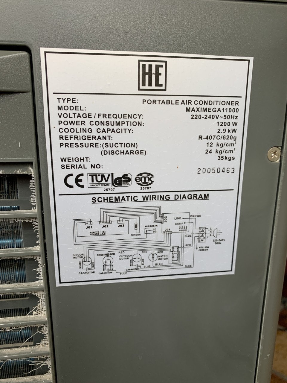 Mobiele airco ventilator, koelopp 105m3