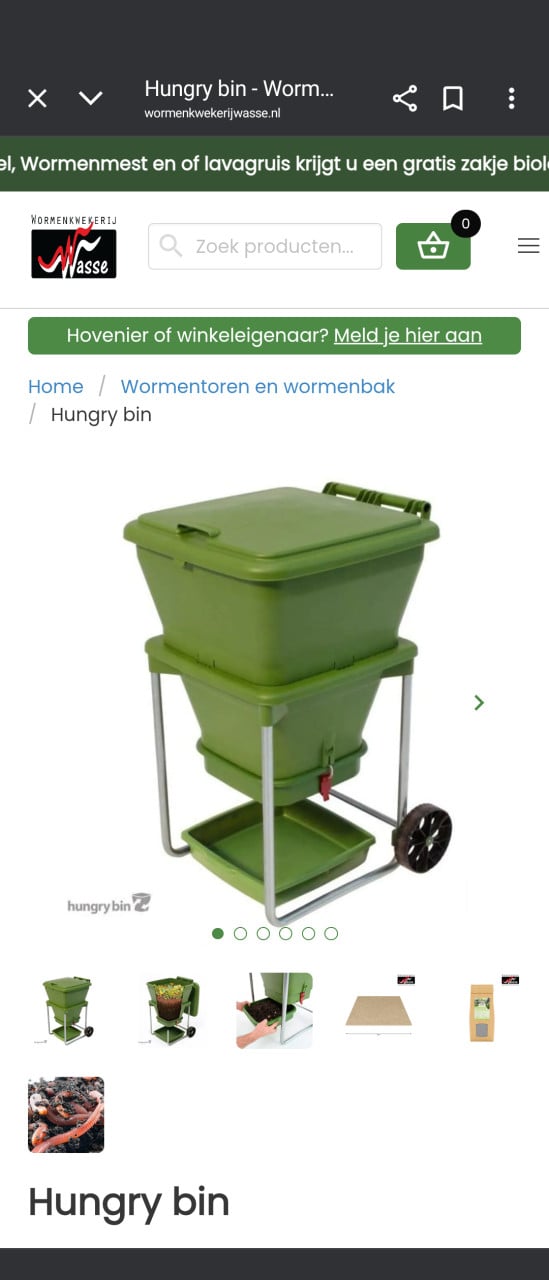 Hungry Bin Wormen compost, 3 st