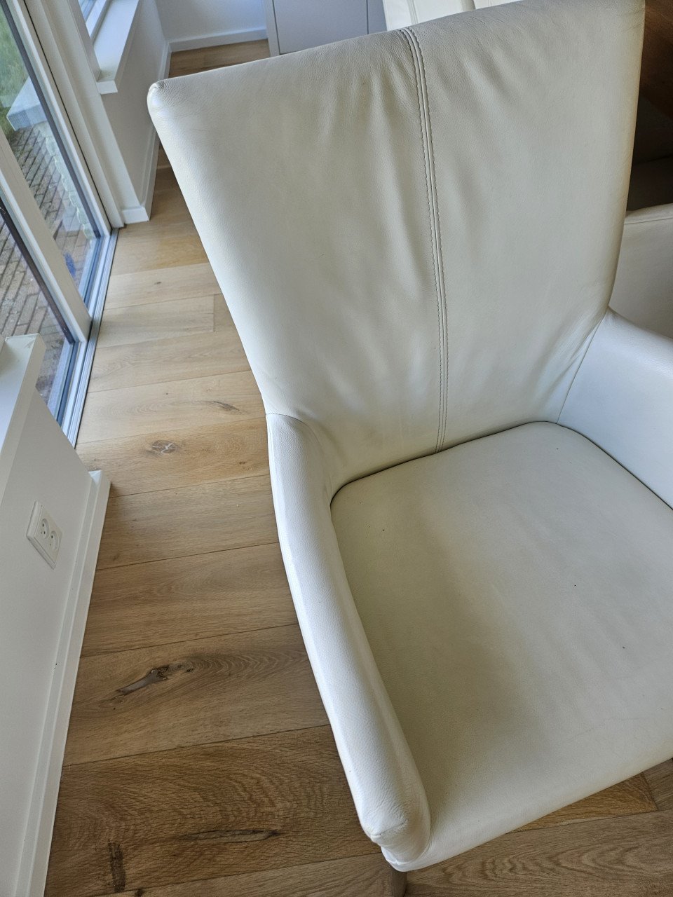 Eetkamerstoelen,  wit leer