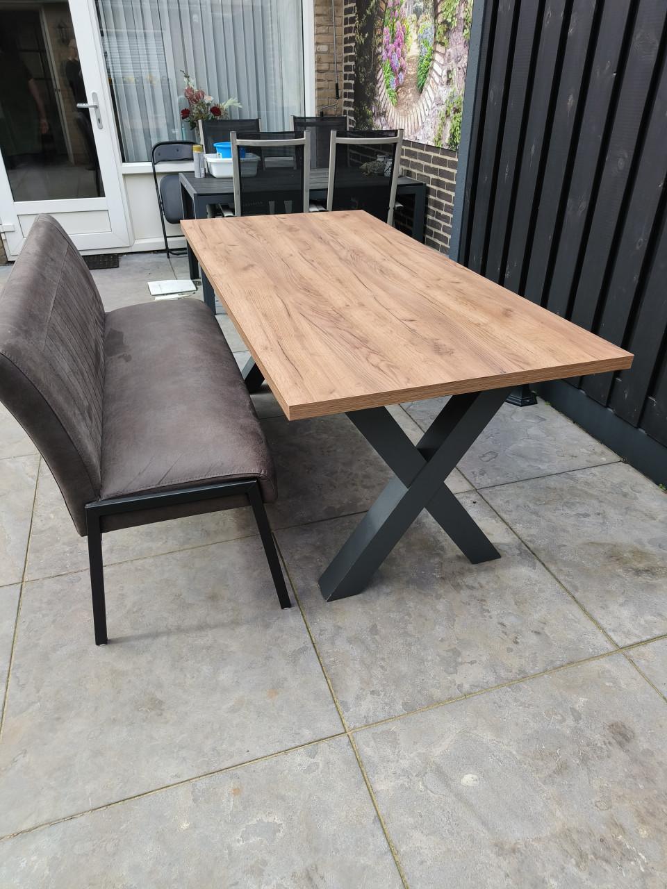 Eettafel met eetzitbank 190x90