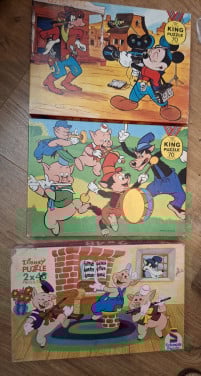 Vintage Kinderpuzzels, 3 stuks