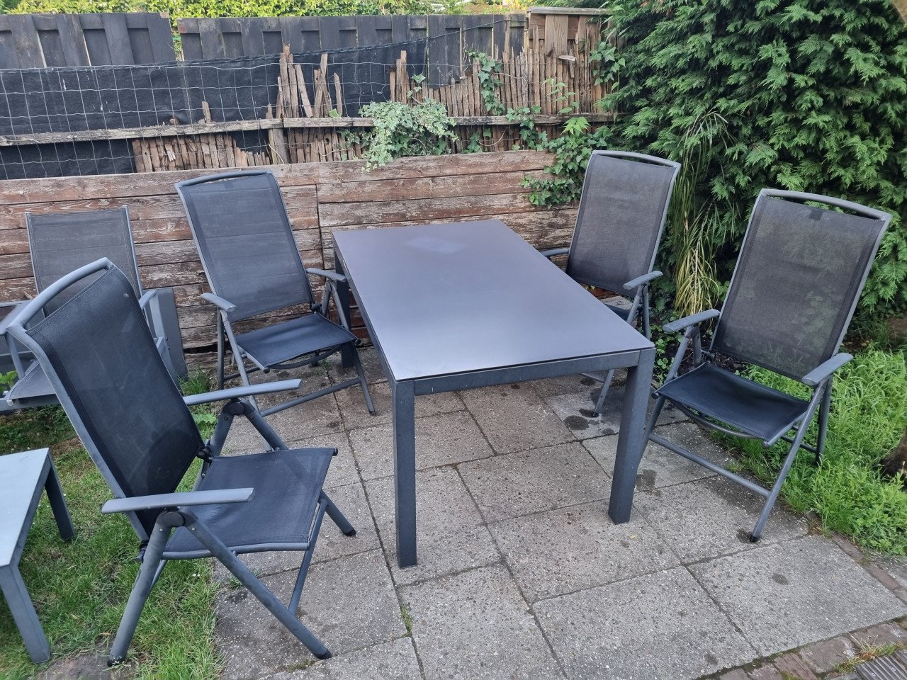Tuinset, tafels, stoelen, dubbelzit