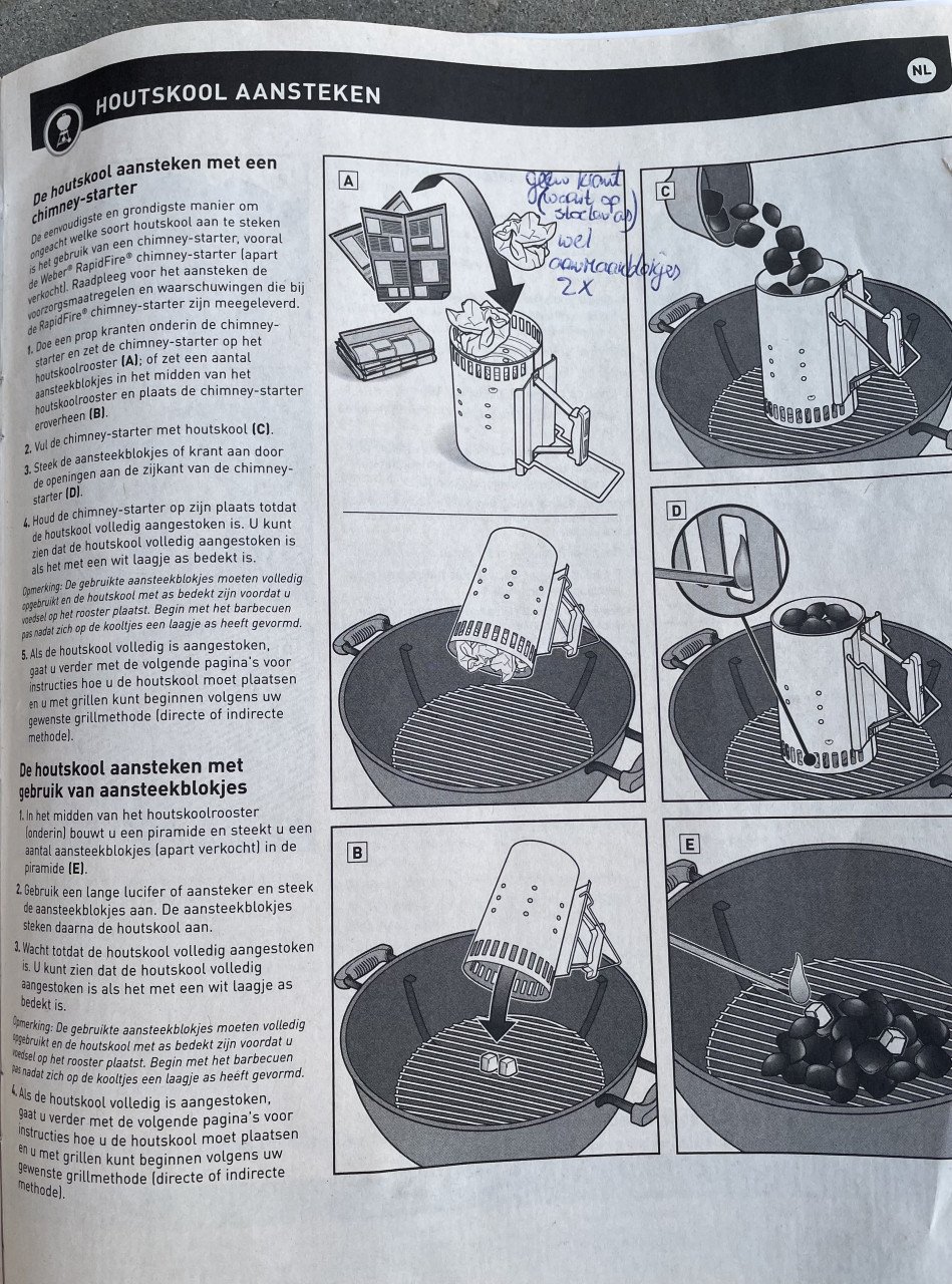 Weber master touch bbq, met Weber brikettenstarter set
