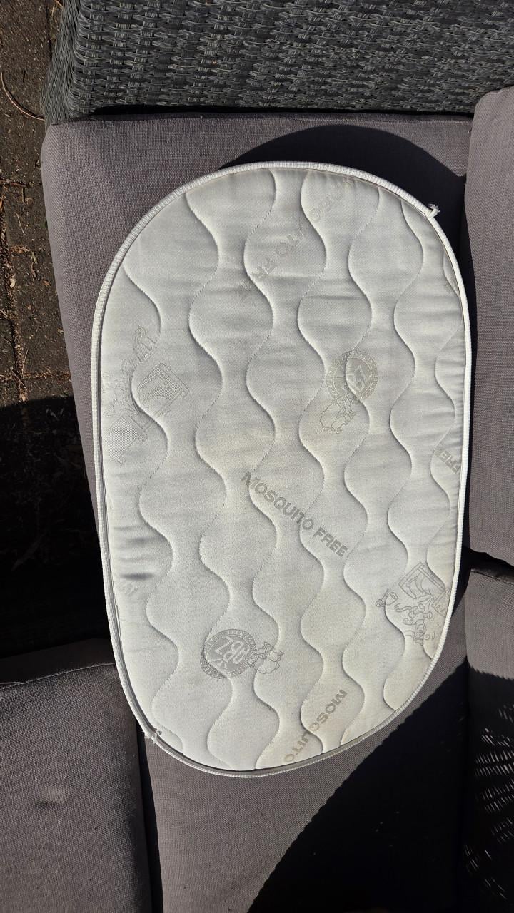 Vintage Wieg Rotan met Matras en Onderstel