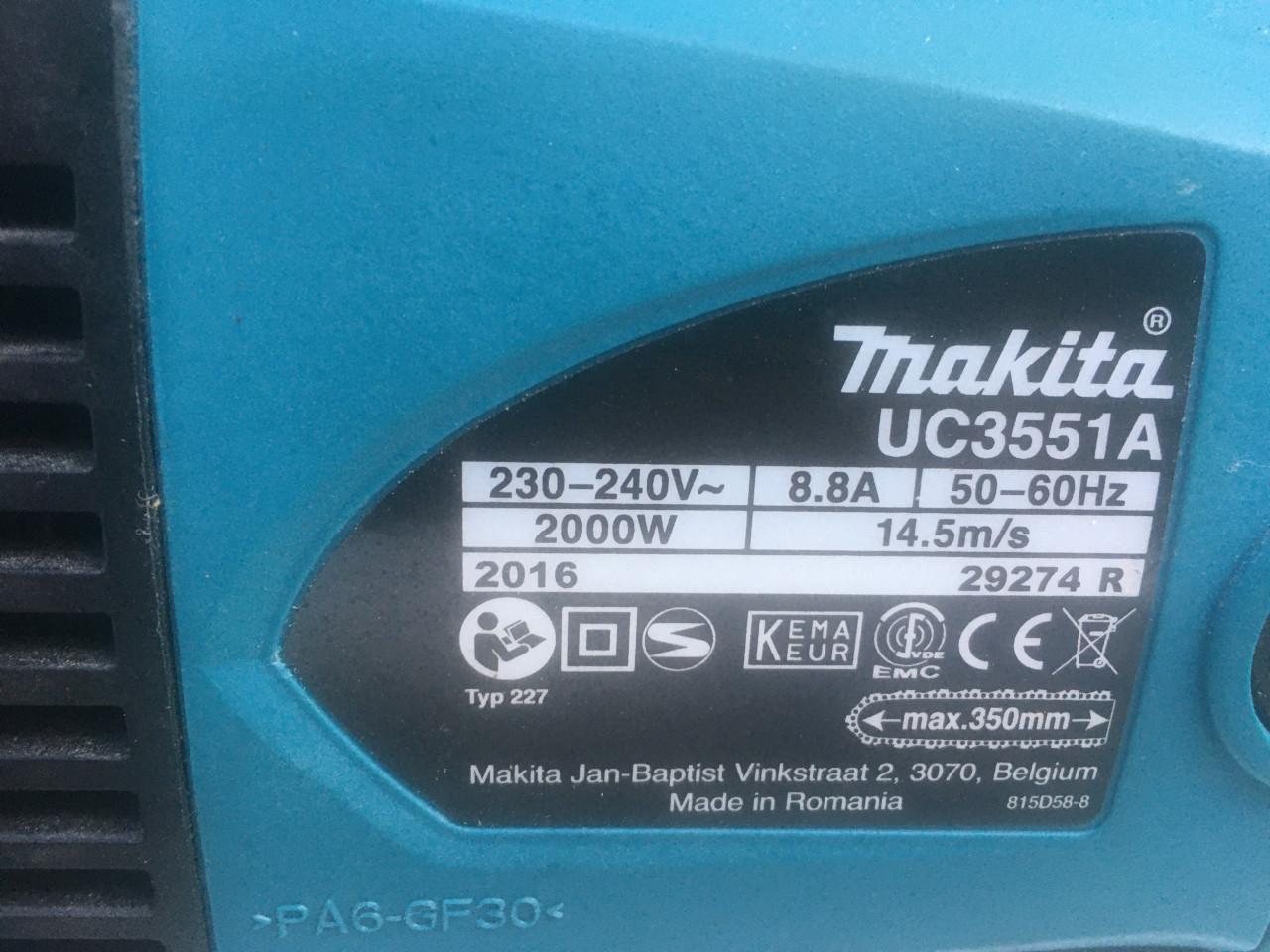 Elektrische kettingzaag makita uc3551a zaagblad 35 cm