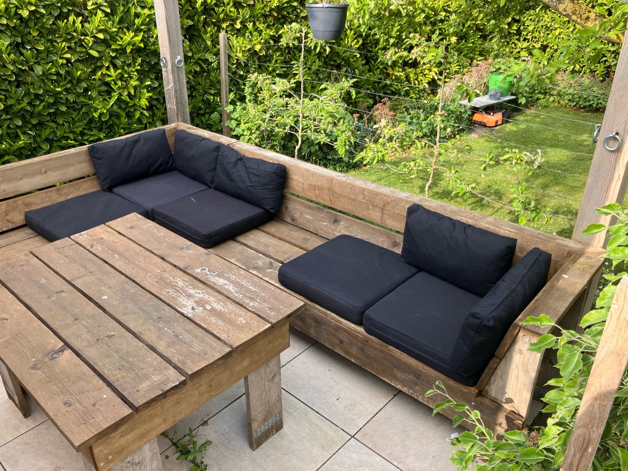 Steigerhouten tuinset