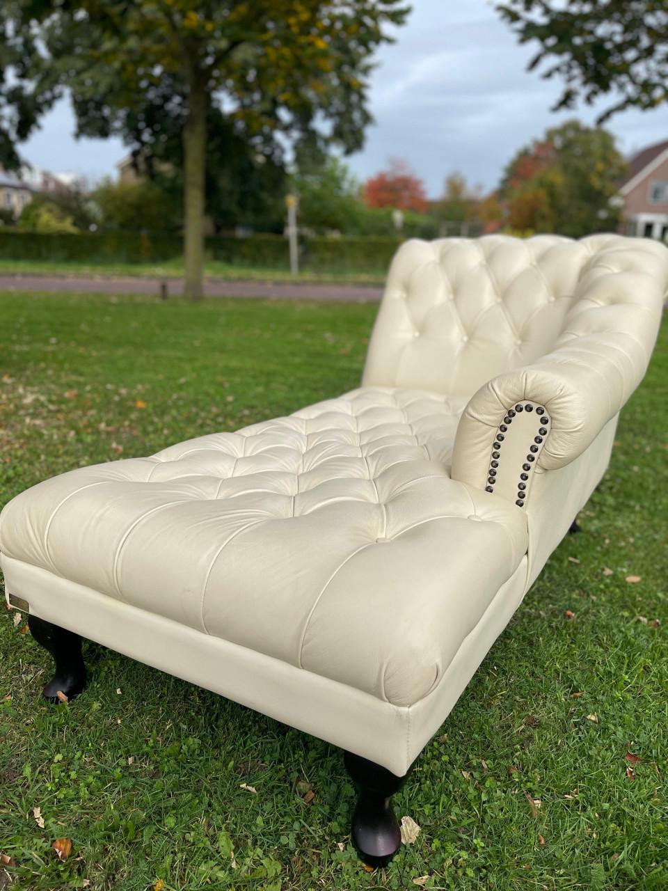 Chesterfield Chaise Lounge - Echt Leder – Gratis levering NL